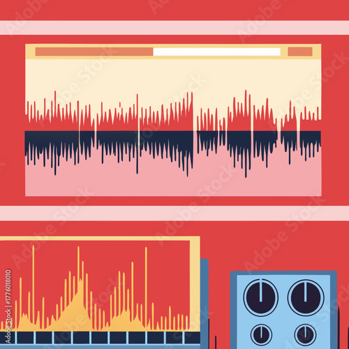 Digital Audio Waveforms on Display with Control Panel