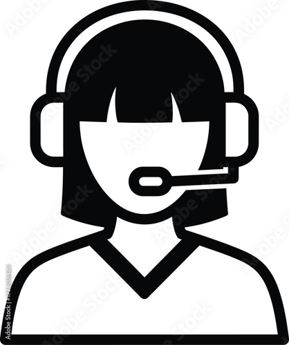Customer service representative icon vector help desk support headset agent eps silhouette