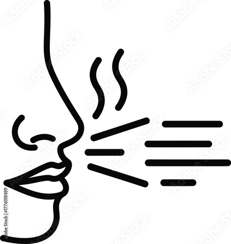 Human breath exhale mouth vapor steam icon vector medical illustration eps silhouette