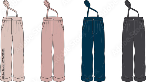 Fashionable Suspender Pants in Various Colors Versatile and Stylish Outfit Options for Every Wardrobe