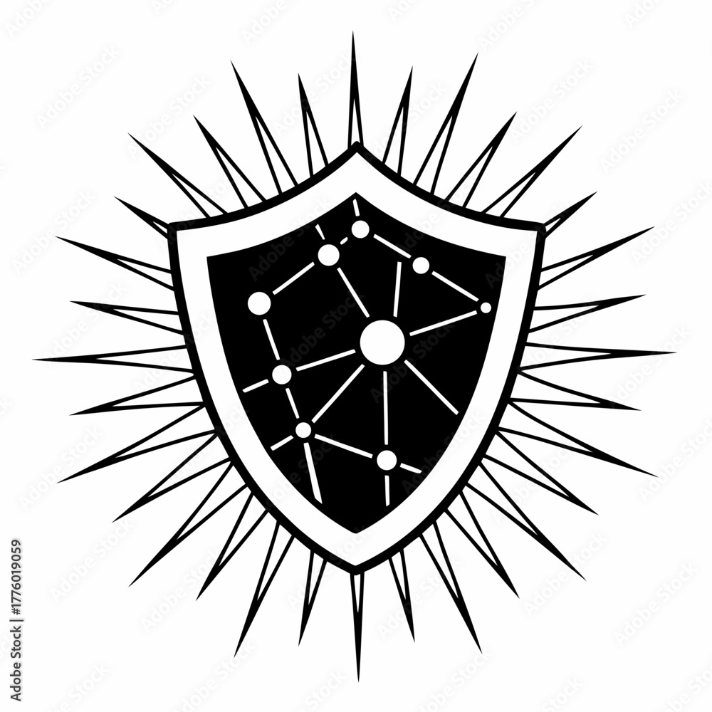 Fototapeta premium Shield symbol representing digital network security and protection