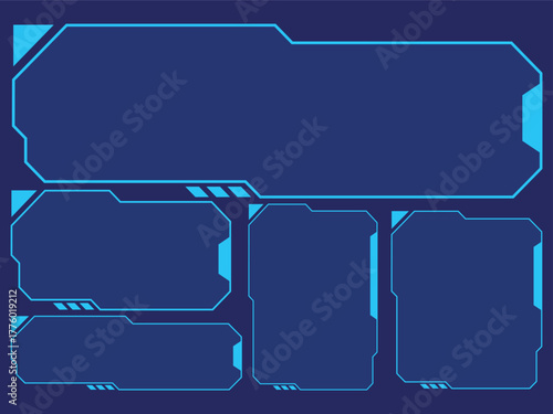 Futuristic HUD Interface Frames Collection Vector, Sci-Fi Digital Display Borders and Screen Overlays Set