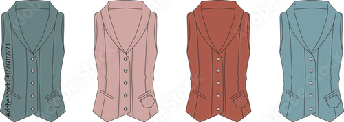 Stylish Vests in Various Colors A Fashionable Illustration for Clothing Design and Apparel