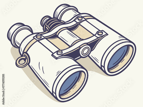Hand-drawn binoculars illustration in a vintage style  