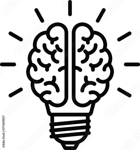 Idea generation brain lightbulb concept creative thinking innovation eps silhouette