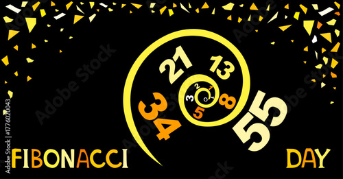 Fibonacci Day. November 23. Fibonacci Day or Golden Ratio Background  Vector Illustration