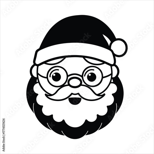 Cute santa claus face with rosy cheeks and glasse