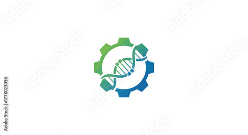 Innovative DNA technology with gear symbol for engineering solutions and scientific breakthroughs in modern biotech industries and genetic research