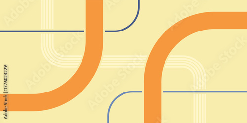 Abstract background with flowing orange and blue lines creating a modern network of pathways and connections