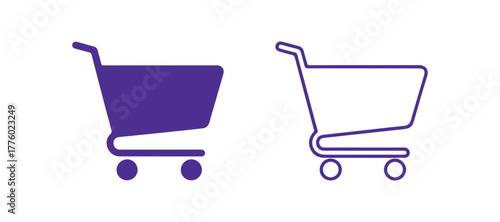 Shopping Cart Icons in Outline and Filled Vector