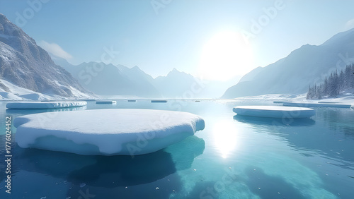 Wallpaper Mural Serene Arctic landscape featuring ice floes floating on calm turquoise waters Torontodigital.ca