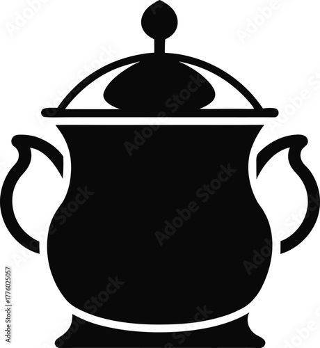 Antique Cooking Pot Silhouette Illustration