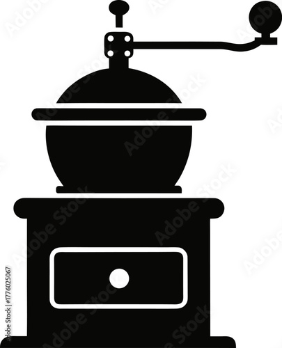 Antique Coffee Grinder Silhouette Vector
