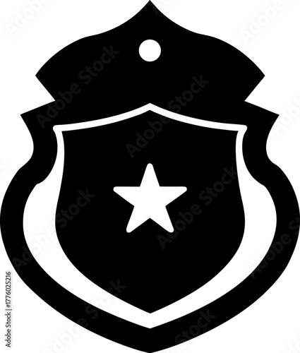 Police Badge Silhouette Vector Icon