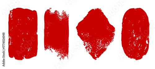 赤い落款のセット。ベクターのスタンプ素材。