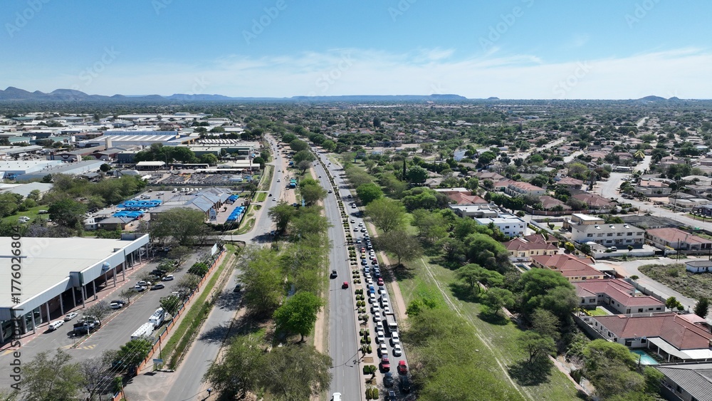 Fototapeta premium Gaborone traffic highway and streets in Botswana, Africa