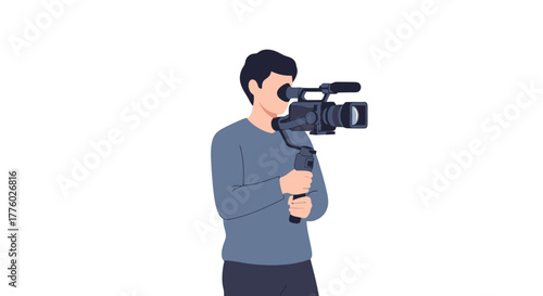 Videographer with Professional Camera Illustration