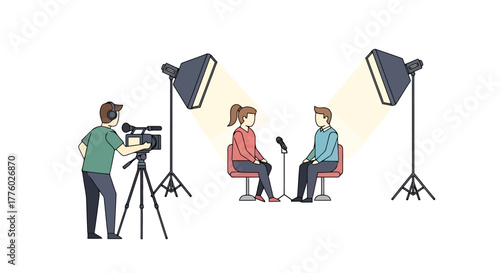 Podcast Recording Session: Interview Setup Illustration