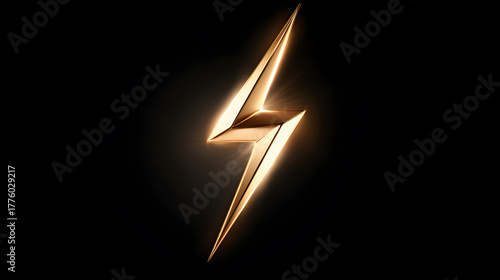 Golden lightning bolt symbol glowing against a dark background for dynamic visual impact