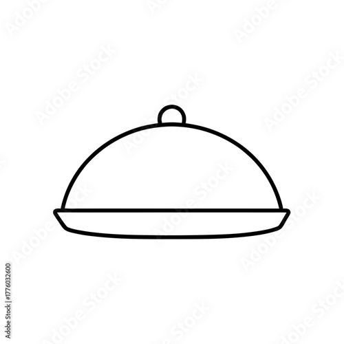 Illustration of a simple covered serving platter dish on transparent background