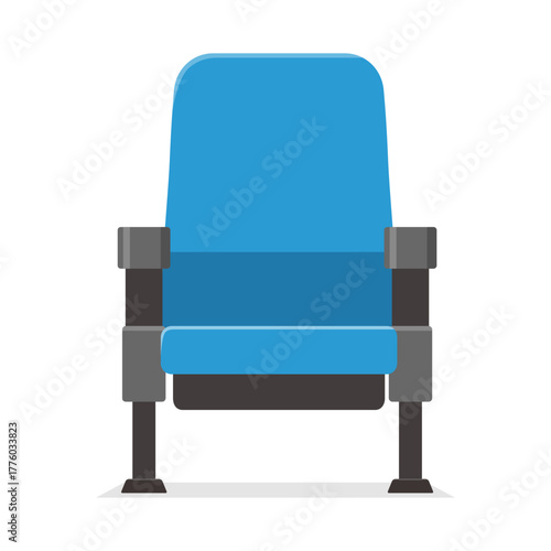Blue Cinema Theater Seat with Armrests Isolated on White Background vector graphic