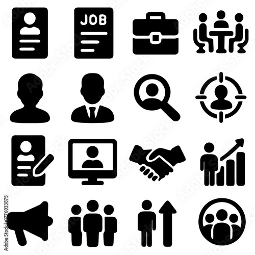 Career path: An array of symbolic icons, elegantly illustrates various aspects of employment and career development, suitable for representing multiple jobs