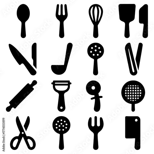 Culinary Essentials: An assortment of kitchen tools artfully arranged, creating a visual symphony of culinary possibilities. It is a must-have for every culinary enthusiast.