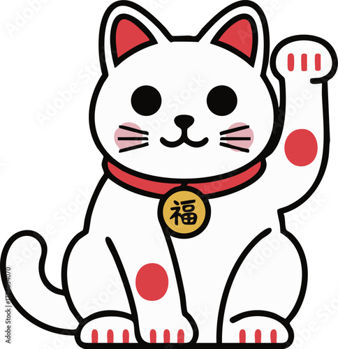 MinimalFlatDesign KawaiiManekiNeko GoodLuck Charm -ミニマルフラットデザイン カワイイ招き猫の縁起物
