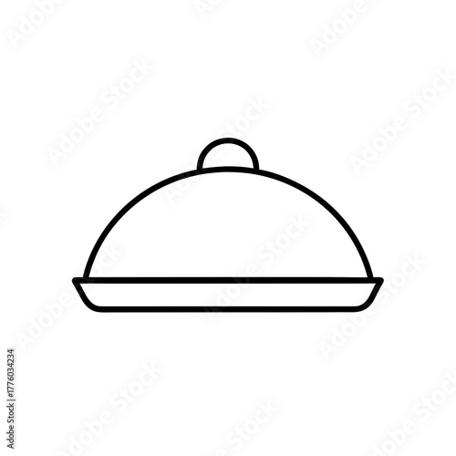 Outline drawing of a covered serving dish platter on transparent background