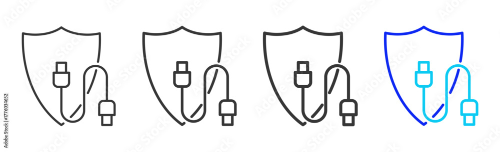 Fototapeta premium Network Protection icon set collection in creative outline style for business and corporate projects featuring multiple thickness variations suitable for information technology design