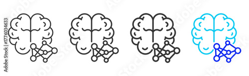 Artificial Intelligence icon set collection in creative outline style for business and corporate projects featuring multiple thickness variations suitable for information technology design