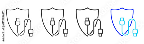 Network Protection icon set collection in creative outline style for business and corporate projects featuring multiple thickness variations suitable for information technology design