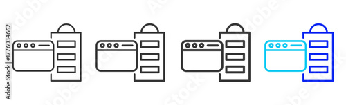 Server Management icon set collection in creative outline style for business and corporate projects featuring multiple thickness variations suitable for information technology design