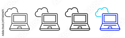 Cloud Access icon set collection in creative outline style for business and corporate projects featuring multiple thickness variations suitable for information technology design