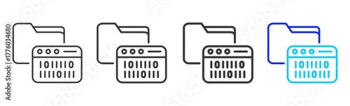 Data Storage icon set collection in creative outline style for business and corporate projects featuring multiple thickness variations suitable for information technology design