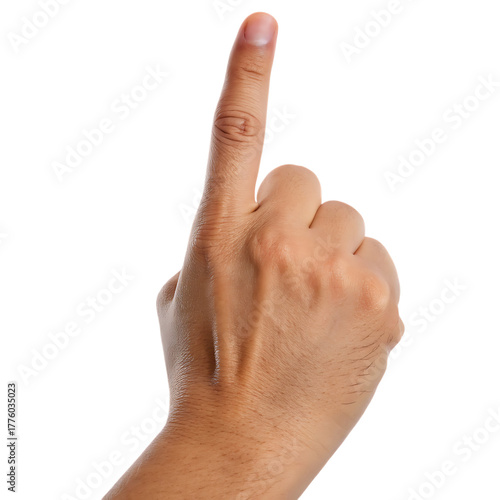 Index Finger, Pointing Upwards Close Up Side Back, cutout, PNG isolated on white or transparent background