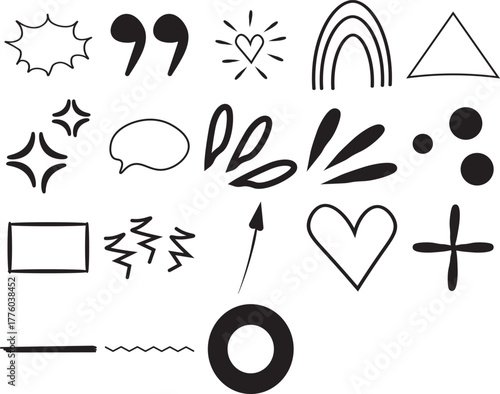 Hand-Drawn Doodle Elements and Shapes Vector Set
