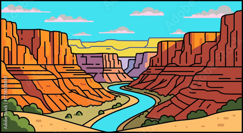 Grand canyon landscape vector illustration travel destination editable stock