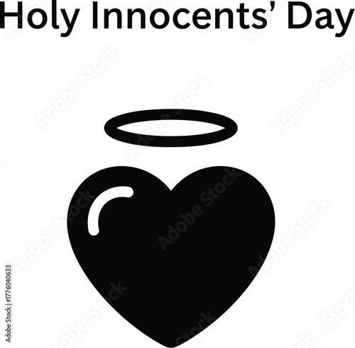 Holy Innocents Day symbol with black heart and halo design