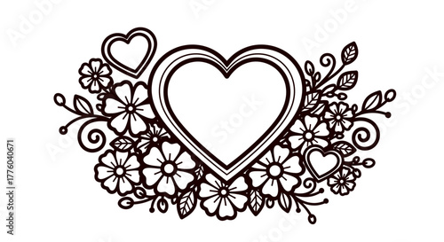 Floral heart vector design decorative love valentine's day art editable stock