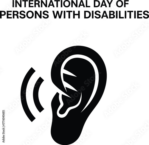 International Day of Persons with Disabilities symbol with ear and sound waves