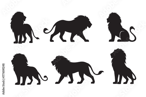 black majestic lion silhouette collection