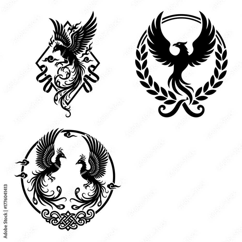Obraz premium Collection of phoenix bird illustrations