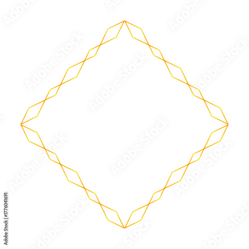 Gold frame. Frame for text. Thin line art. Decorative trim, celebrative, greeting card frame. Vector illustration. Isolated on white.