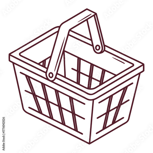 Shopping Basket Illustration: A simple yet elegant illustration of a shopping basket, designed with clean lines and a modern aesthetic, perfect for conveying themes of commerce and consumerism.