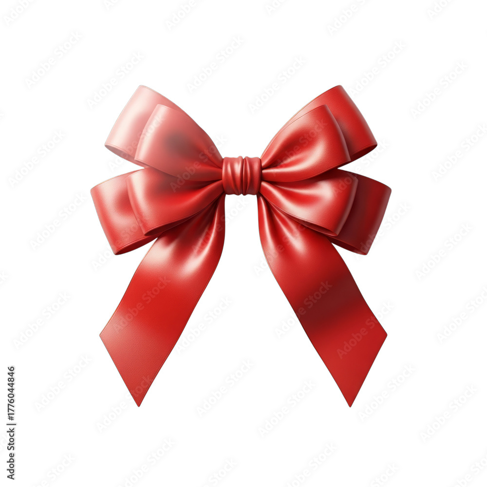 Fototapeta premium Red Satin Ribbon Bow isolated on a transparent background