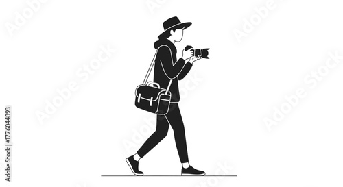 Photographer Illustration: Person with Camera and Bag