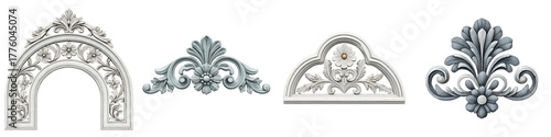 Vintage Architectural Ornament Collection on White Background
