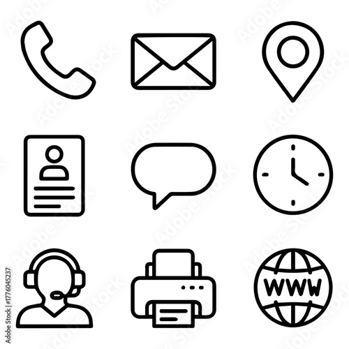 Essential Contact Information Icons Collection for Websites and Digital Media
