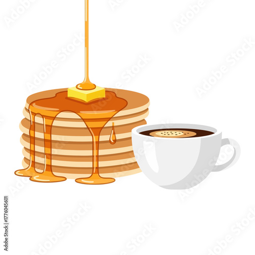 Pancakes with honey dripping